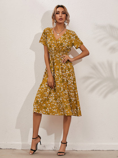 Summer Floral Print Short Sleeves Summer Daily Dresses