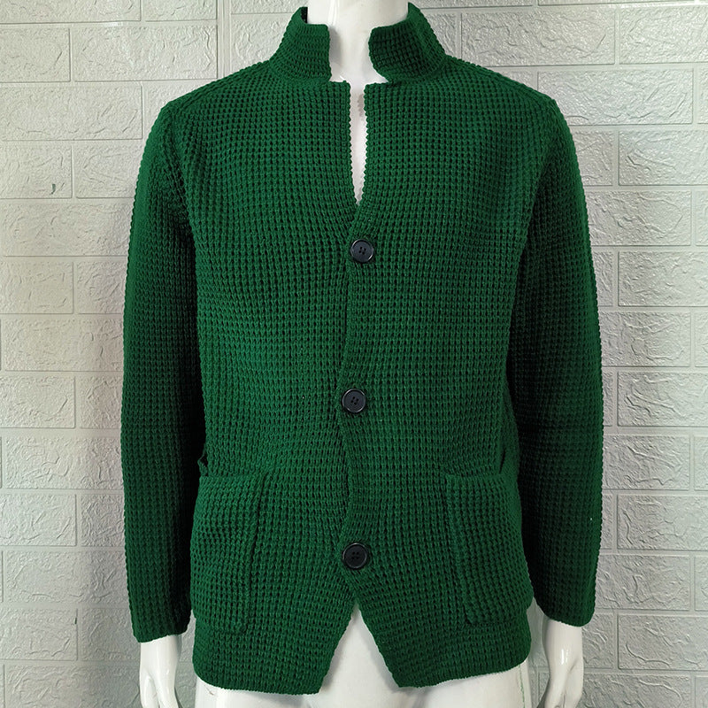 Casual Stand Collar Plus Sizes Knitted Cardigan Sweaters for Men