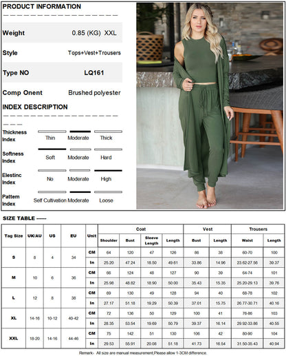 Casual Knitted Three Pieces Outfit Sets for Women