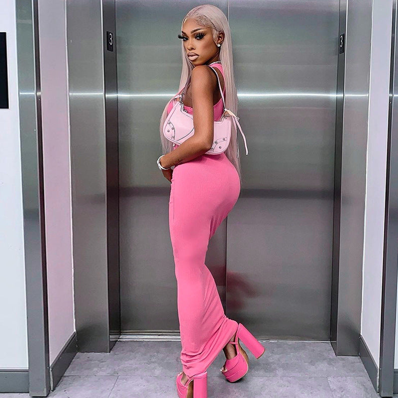 Sexy Fashion Round Neck Sleeveless Long Dresses