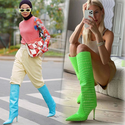 Fashion Peep Toe Crocodile Print Plus Sizes Women Boots