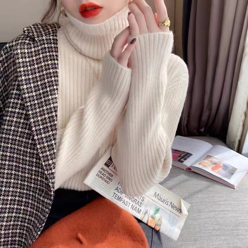 Casual High Neck Long Sleeves Knitted Sweaters