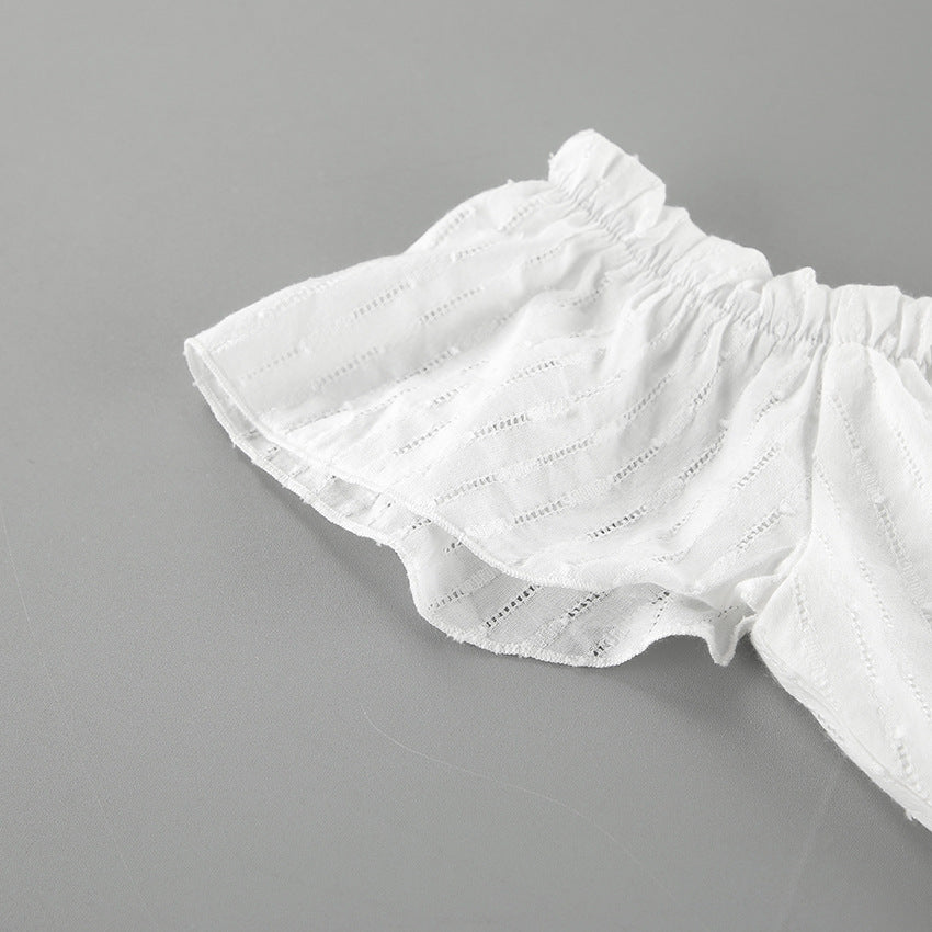 Sexy Designed Ruffled White Two Pieces Sets for Women