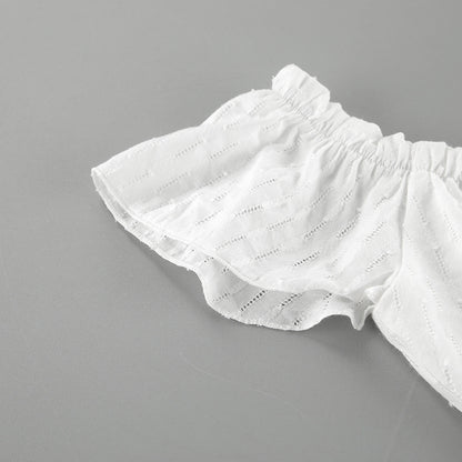 Sexy Designed Ruffled White Two Pieces Sets for Women