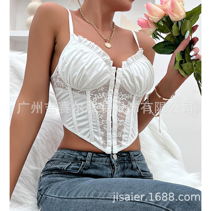Sexy Ruffled Lace Tank Tops