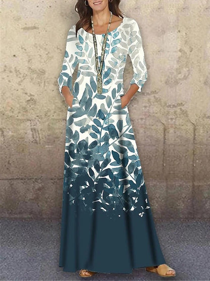 Elegant 3D Floral Print Summer Long Dresses