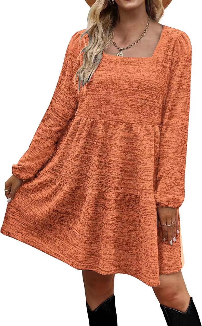 Fashion Square Neckline Fall Mini Dresses