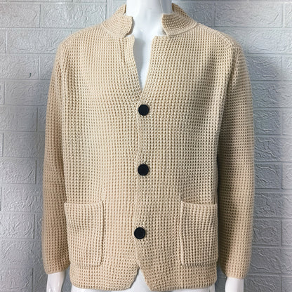 Casual Stand Collar Plus Sizes Knitted Cardigan Sweaters for Men