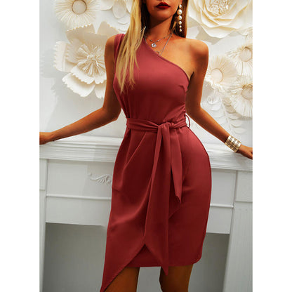 Sexy One Shoulder Sleeveless Irregular Party Dresses