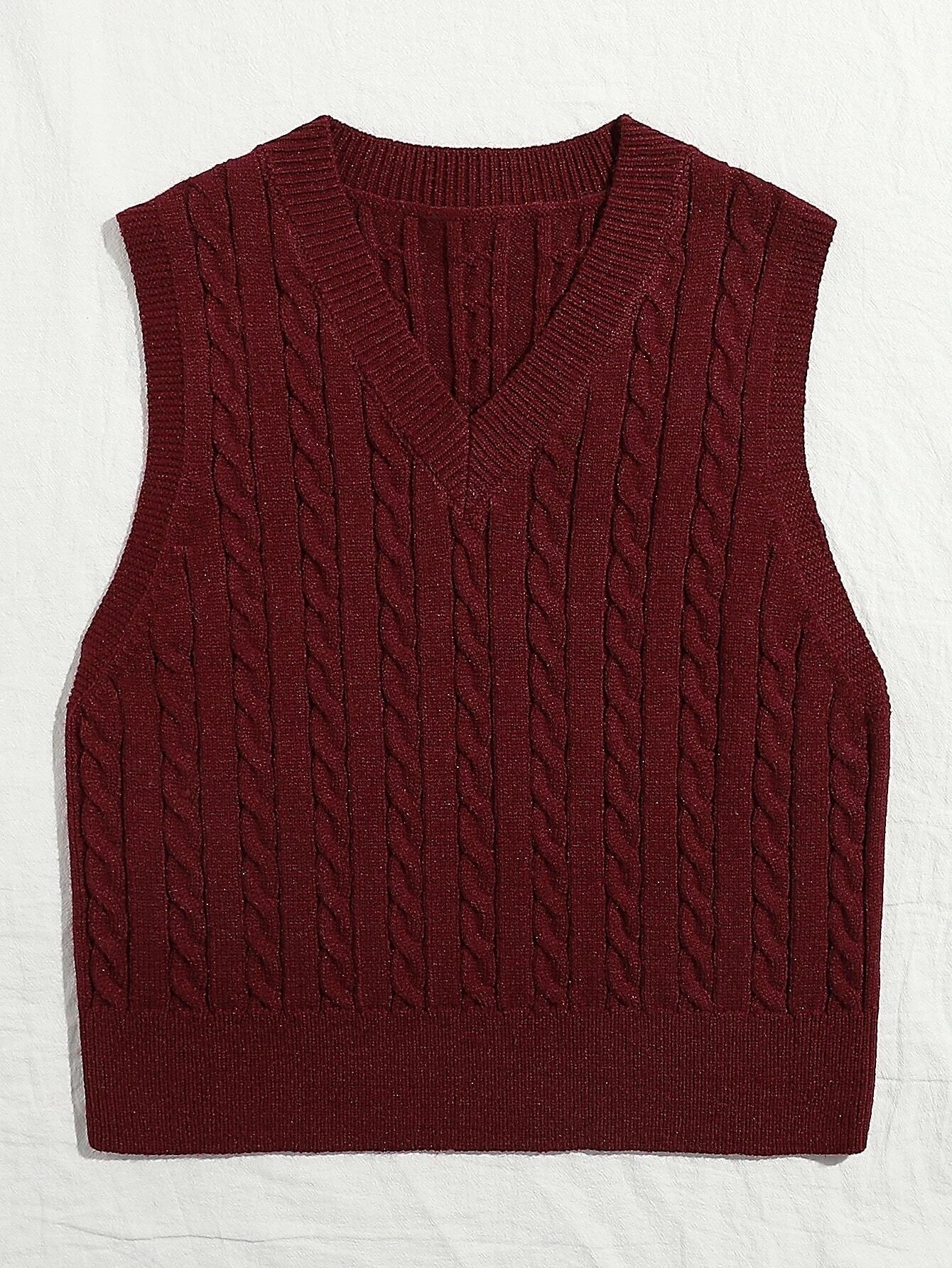 Casual V Neck Sleeveless Knitted Vest
