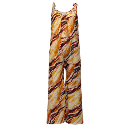 Casual Floral Print Summer Long Jumpsuits