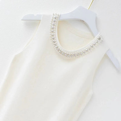 Fashion Black and White Knitted Sleeveless Tank Tops