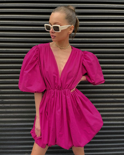Fashion Summer Puff Sleeves Mini Dresses