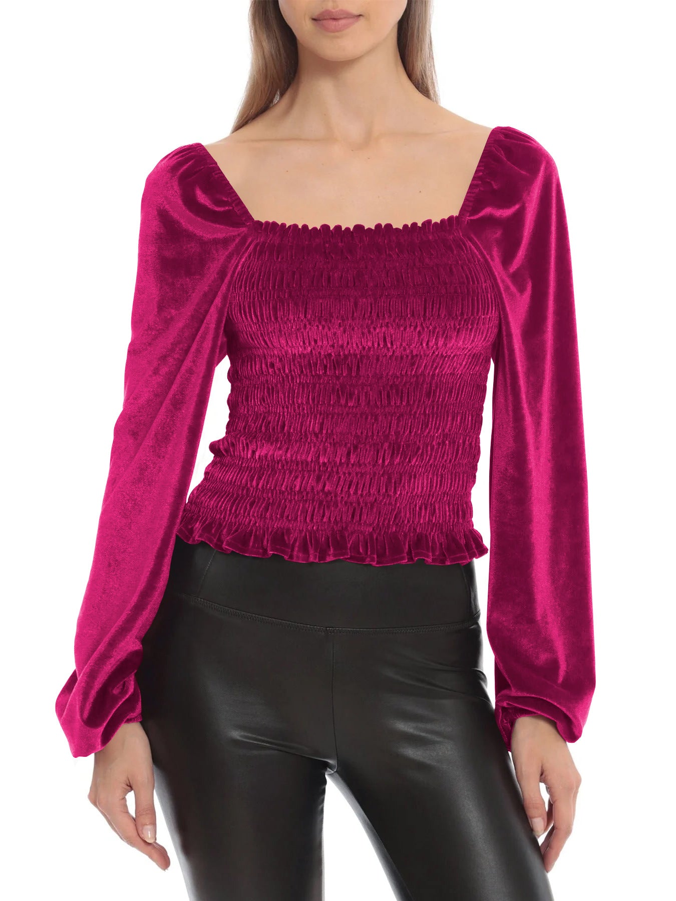 Elegant Designed Velvet Long Sleeves T Shirts