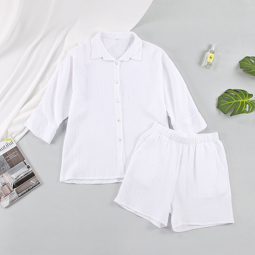 Fashion 100% Cotton Shirts & Shorts Two Pieces Sets