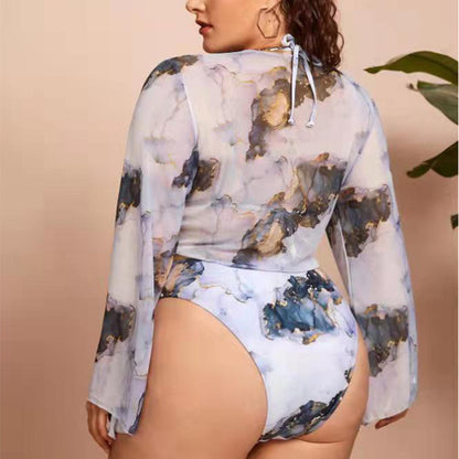 Sexy Dyed 3pcs Plus Sizes Women Bikini Swimsuits