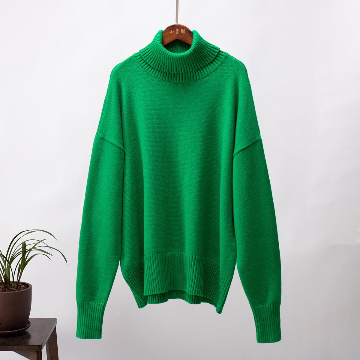 Fashion High Neck Knitted Pullover Sweaters for Women