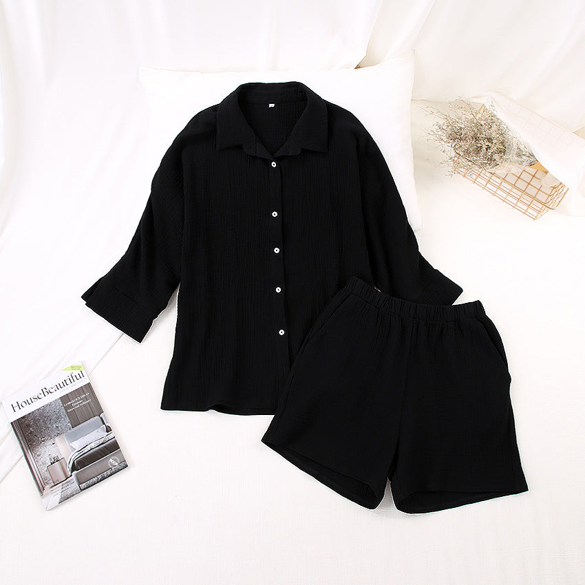 Fashion 100% Cotton Shirts & Shorts Two Pieces Sets
