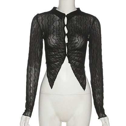 Fashion Midriff Baring Long Sleeves Shirts