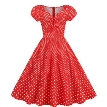 Vintage V Neck Summer Short Sleeves Dresses