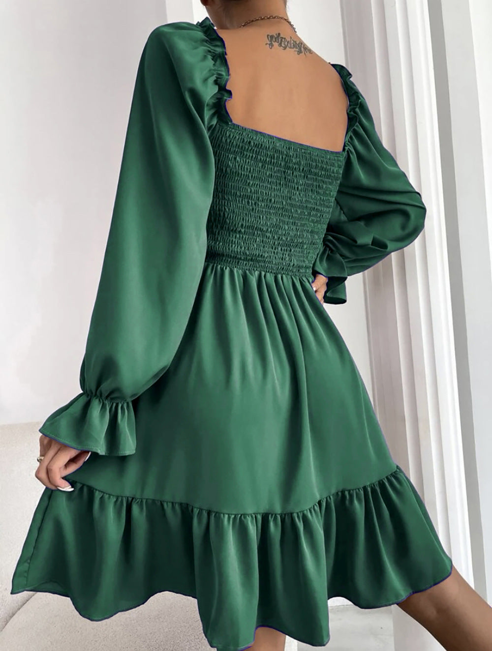 Casual Square Neckline High Waist Women Dresses