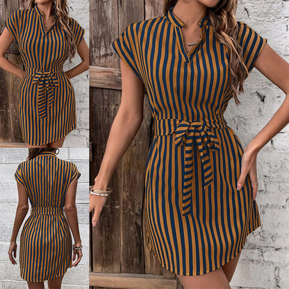 Casual Sleeveless Striped Mini Dresses