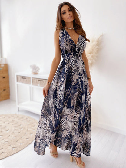 Casual Summer Floral Print Backless Vacation Dresses