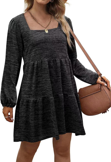 Fashion Square Neckline Fall Mini Dresses