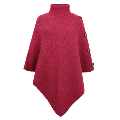 Casual High Neck Knitted Cloak Coats for Women