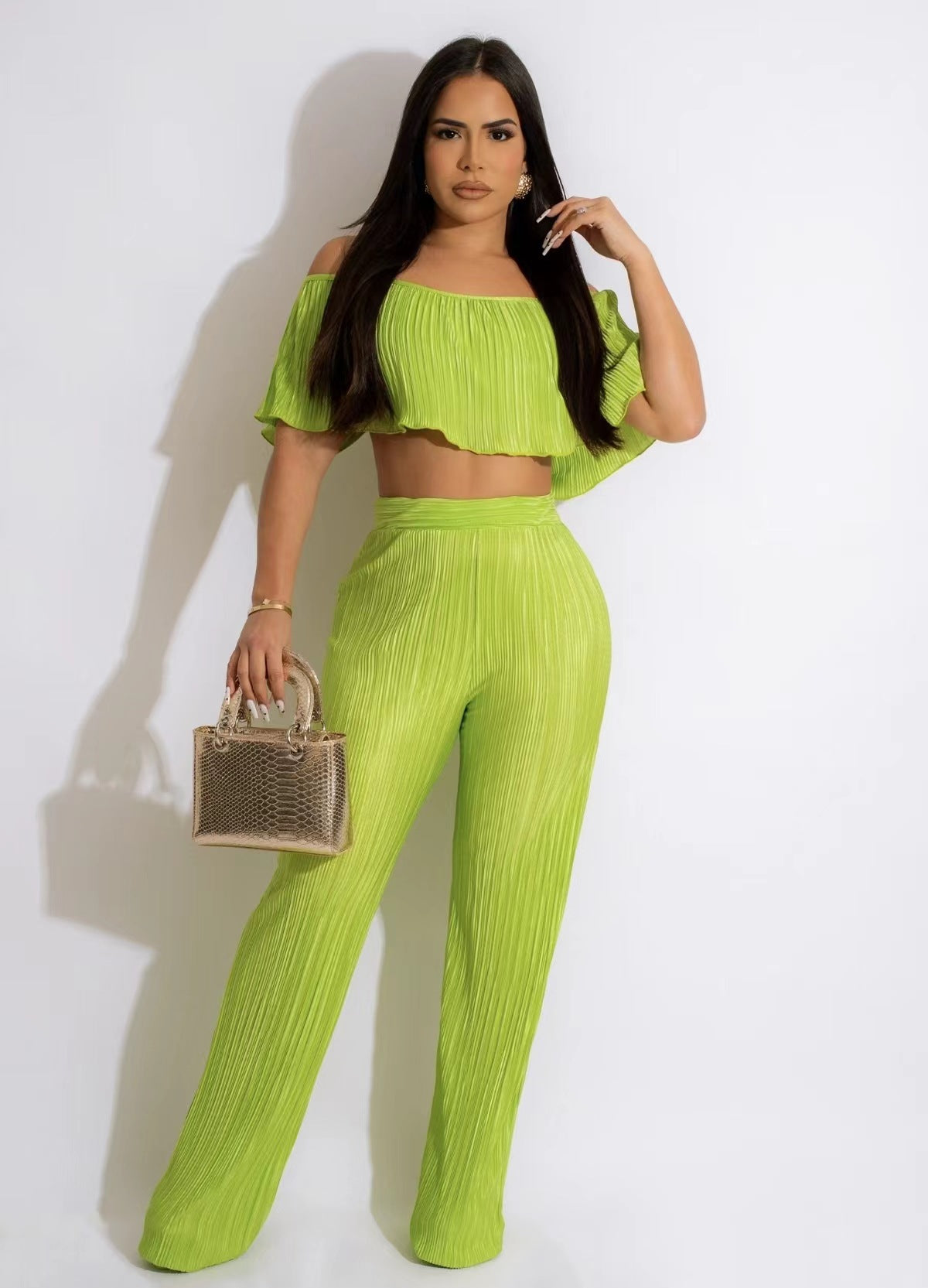 Sexy Summer Strapless Tops and Long Pants Two Pieces Suits