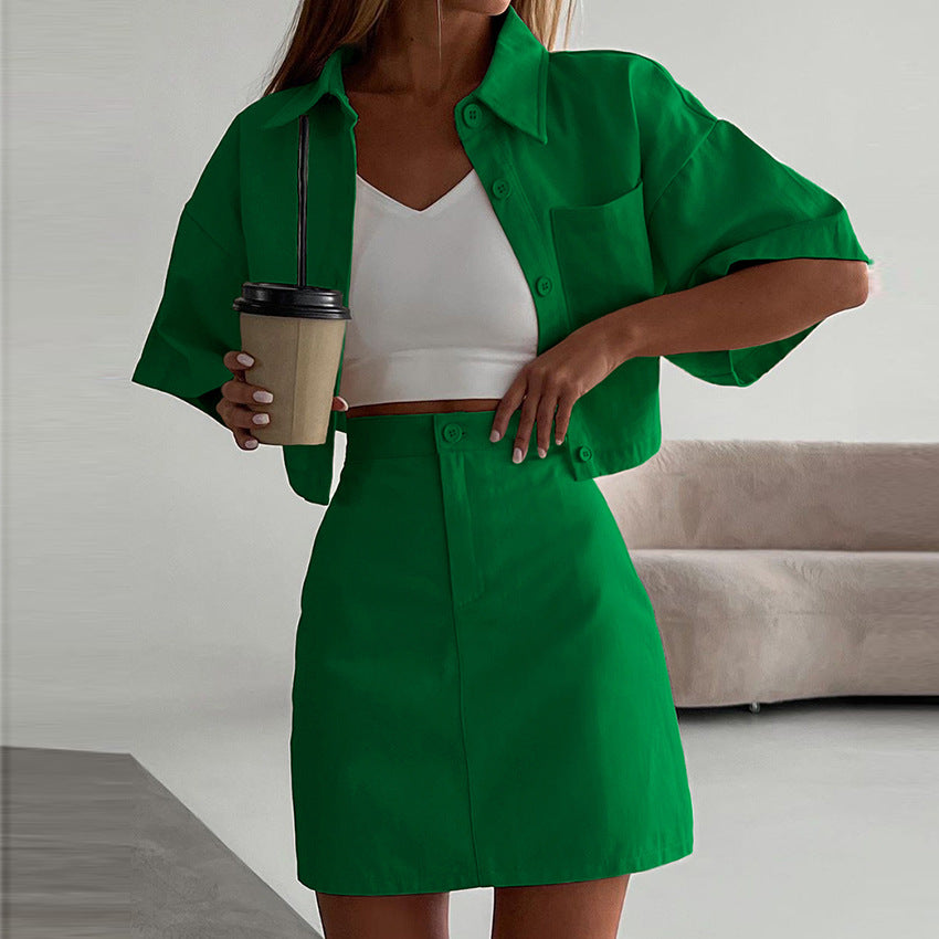 Casual Short Sleeves Shirts & Short Skirts for Women