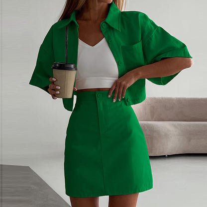 Casual Short Sleeves Shirts & Short Skirts for Women