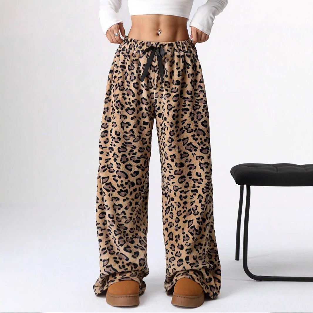 Casual Leopard Leopard Women Wide-leg Pants