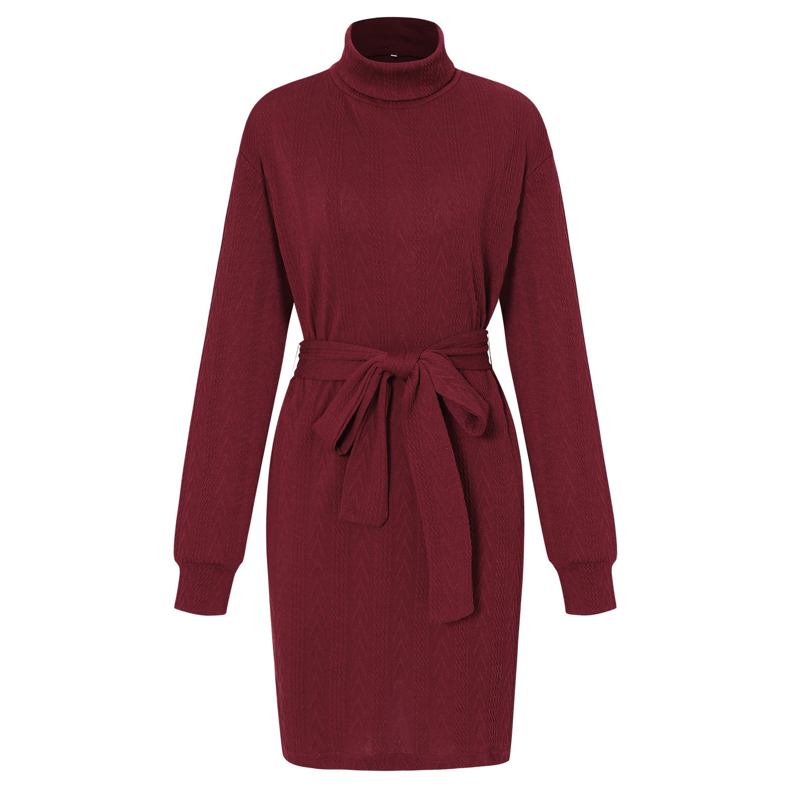 Fashion High Neck Knitted Short Dresses