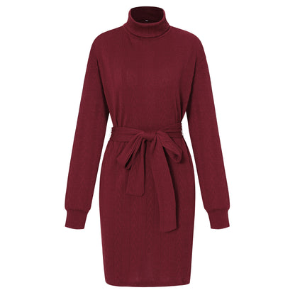 Fashion High Neck Knitted Short Dresses