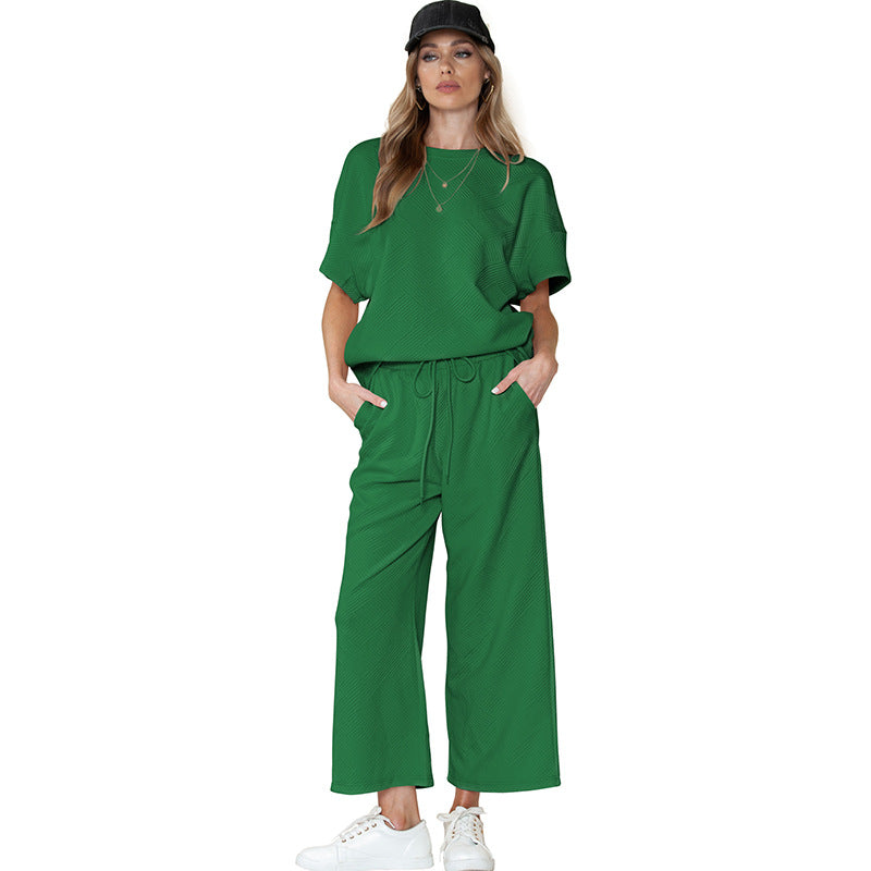 Casual Summer Drawstring Two Pieces Women Suits