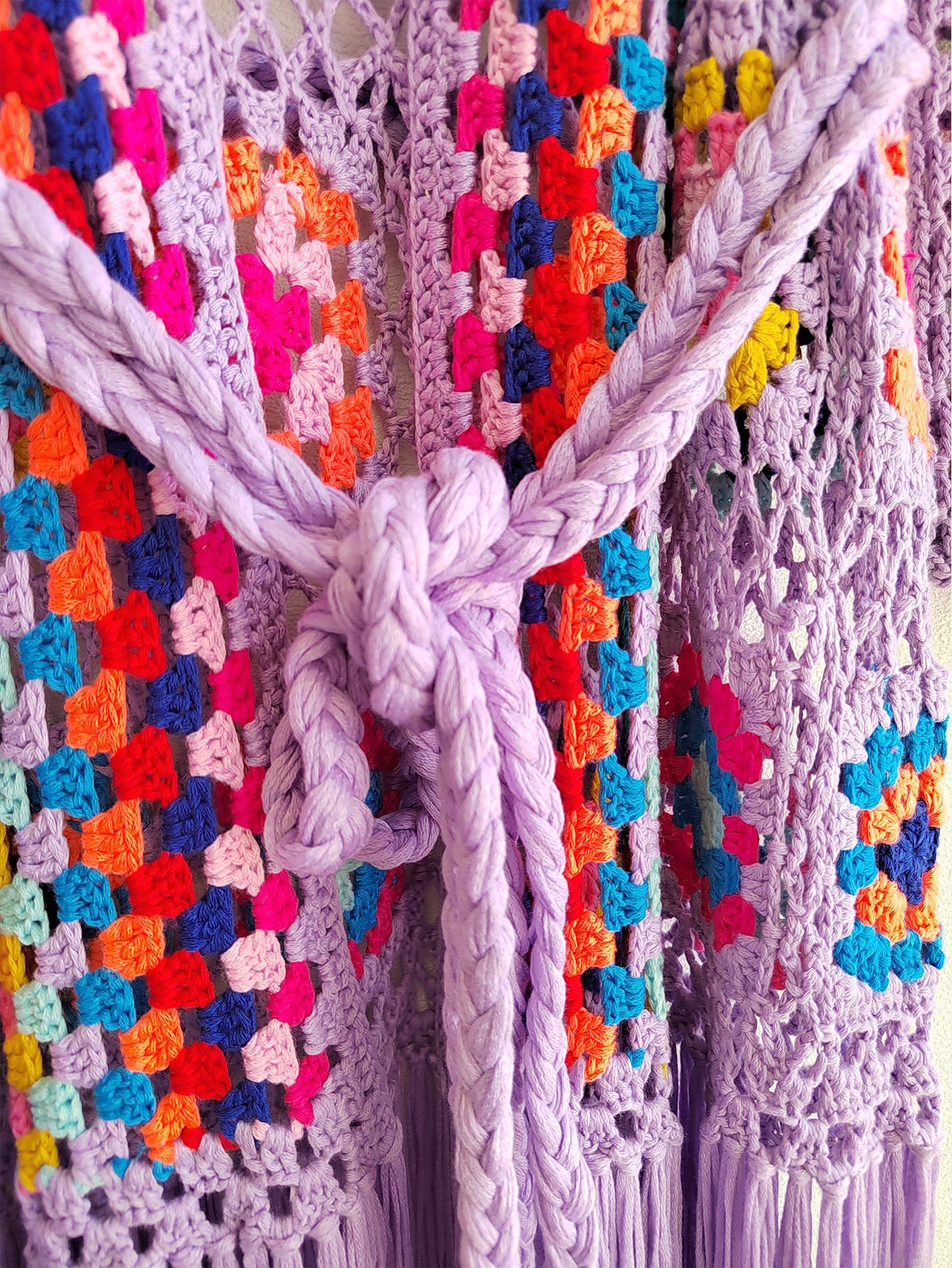 Colorful Crochet Irregular Tassels Coats for Women