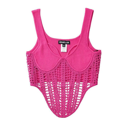 Fashion Crochet Knitted Midriff Baring Summer Tank Tops
