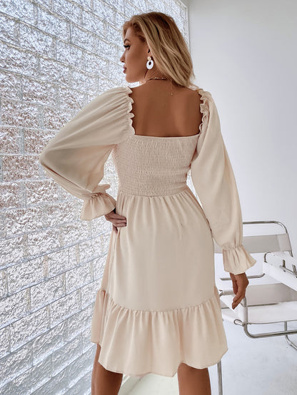 Casual Square Neckline High Waist Women Dresses
