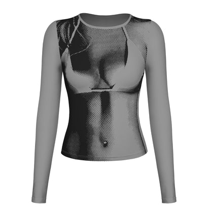 Fashion Midriff Baring Long Sleeves Tight T Shirts