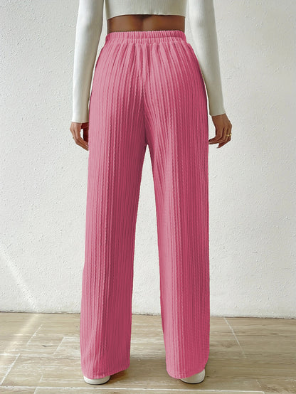 Casual Elastic High Waist Wide Legs Pants for Women