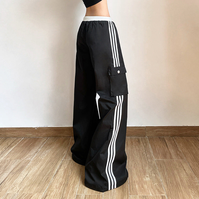 Fashion Black High Waist Black Ankle Tied Pants