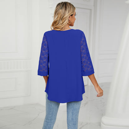 Fashion Summer Chiffon 3/4 Sleeves Women Blouses