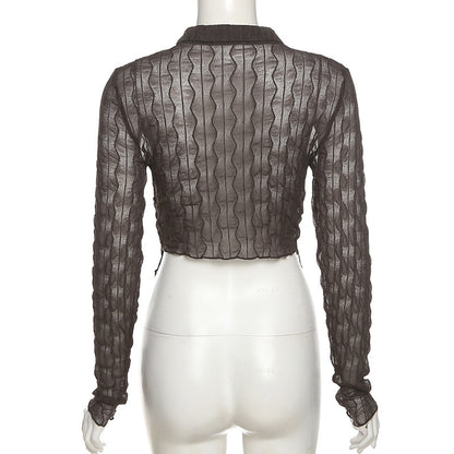 Fashion Midriff Baring Long Sleeves Shirts