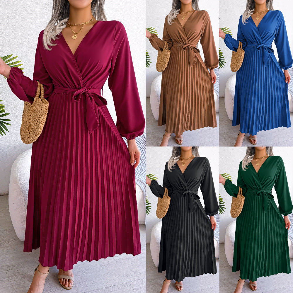Classy V Neck Long Sleeves Midi Dresses
