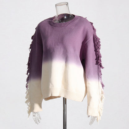 Designed  Fashion Coloring Tassels Knitted Sweaters