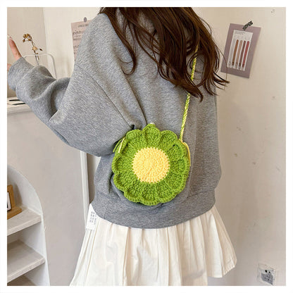Designed Handmade Crochet 3d Sunflower Mini Shoulder Bags