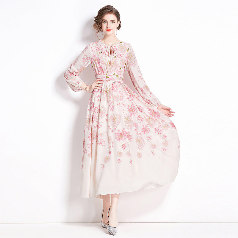 Women Floral Pink Long Maxi Dresses