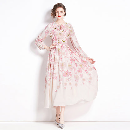 Women Floral Pink Long Maxi Dresses