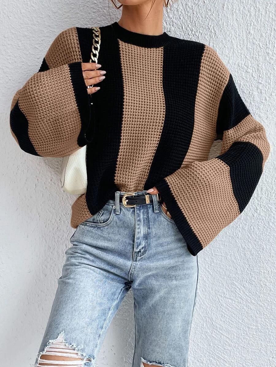 Designed Striped Knitted Sweaters